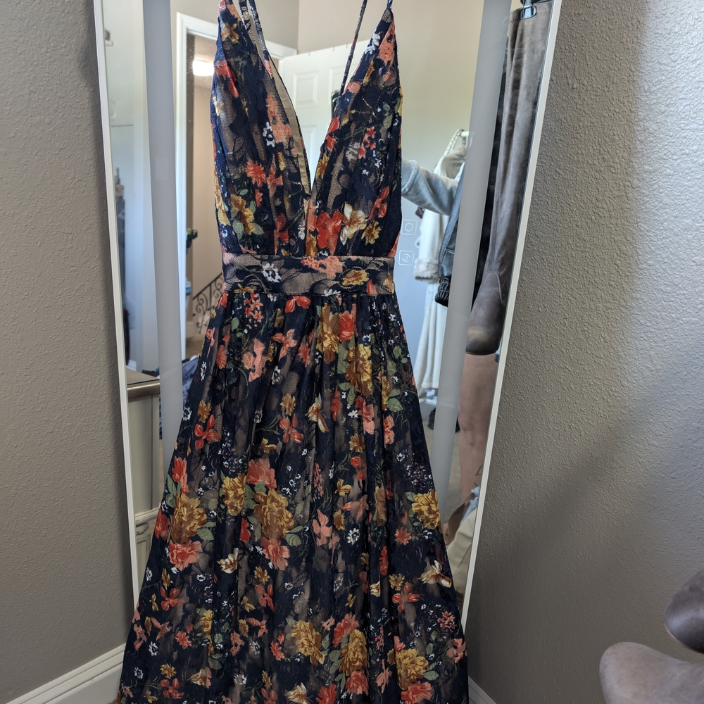 Elegant Floral Deep V-Neck Maxi Dress